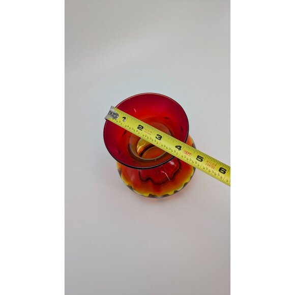 Blenko Tangerine Amberina Blown Glass Panel Vase Vintage Art Glass Decoration - Picture 10 of 10